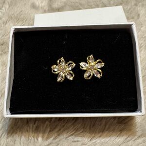 New never worn, Beautiful Gold plated and Silver Earrings w/CZ stones.